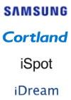 logo samsung, cortland, ispot and idream